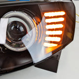 Black Ultra LED Angel Eyes Projector Headlights Fit For Mitsubishi Triton 2006-2015 HL-MB005LS - Machter