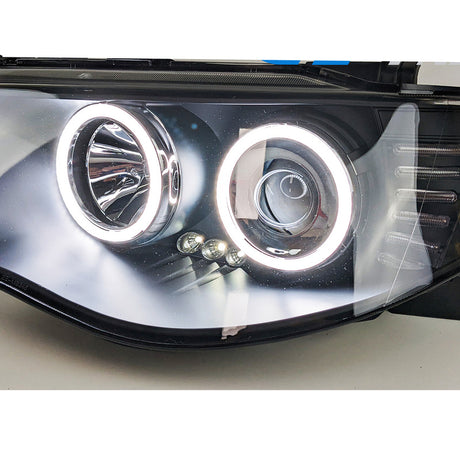 Black Ultra LED Angel Eyes Projector Headlights Fit For Mitsubishi Triton 2006-2015 HL-MB005LS - Machter