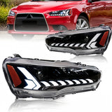 V2 Demon Eye 3D LED DRL Projector Head Light Fit For Mitsubishi Lancer CJ EVO X VRX 2007-2018 HL-MB021LS - Machter
