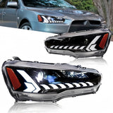V2 Demon Eye 3D LED DRL Projector Head Light Fit For Mitsubishi Lancer CJ EVO X VRX 2007-2018 HL-MB021LS - Machter