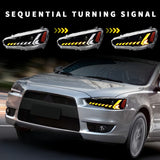 V2 Demon Eye 3D LED DRL Projector Head Light Fit For Mitsubishi Lancer CJ EVO X VRX 2007-2018 HL-MB021LS - Machter