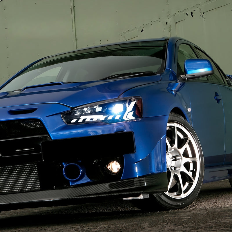 V2 Demon Eye 3D LED DRL Projector Head Light Fit For Mitsubishi Lancer CJ EVO X VRX 2007-2018 HL-MB021LS - Machter