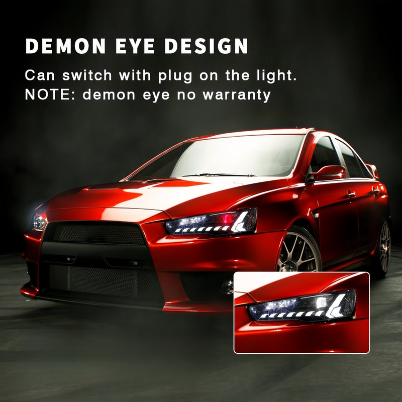 V2 Demon Eye 3D LED DRL Projector Head Light Fit For Mitsubishi Lancer CJ EVO X VRX 2007-2018 HL-MB021LS - Machter