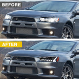 V2 Demon Eye 3D LED DRL Projector Head Light Fit For Mitsubishi Lancer CJ EVO X VRX 2007-2018 HL-MB021LS - Machter