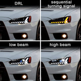 V2 Demon Eye 3D LED DRL Projector Head Light Fit For Mitsubishi Lancer CJ EVO X VRX 2007-2018 HL-MB021LS - Machter