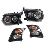 Pair Head Lights Lamps Black LED AngelEye Fit For Nissan Patrol GU 1-3 1997-2007 HL-NS003 - Machter