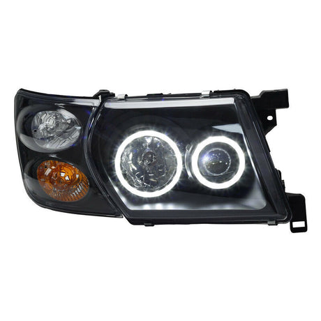 Pair Head Lights Lamps Black LED AngelEye Fit For Nissan Patrol GU 1-3 1997-2007 - Machter