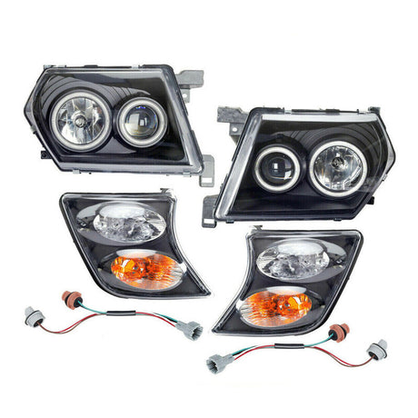 Pair Head Lights Lamps Black LED AngelEye Fit For Nissan Patrol GU 1-3 1997-2007 - Machter