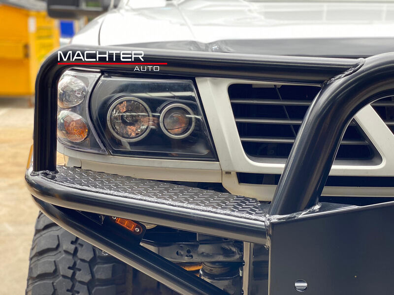 Pair Head Lights Lamps Black LED AngelEye Fit For Nissan Patrol GU 1-3 1997-2007 HL-NS003 - Machter