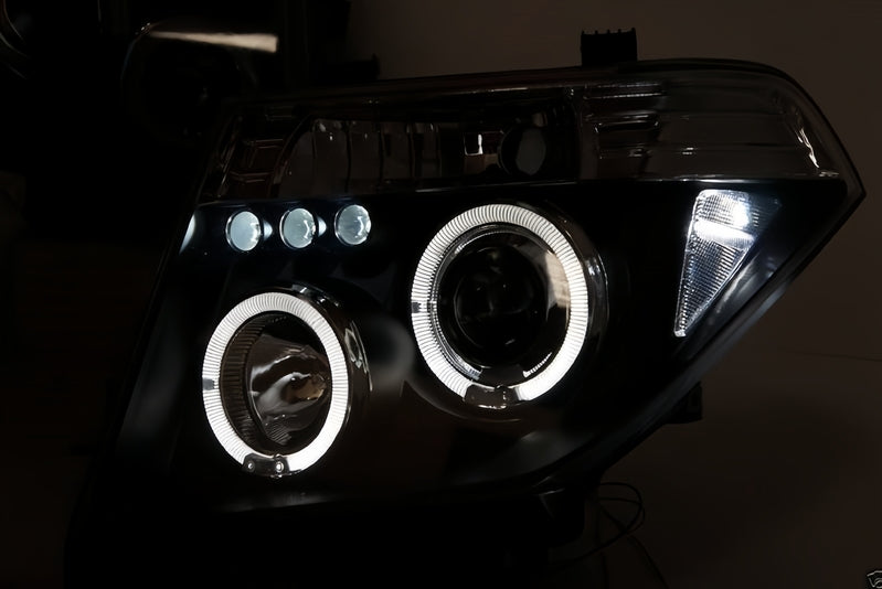 Black LED Angel-Eyes Head Light Fit For Nissan Navara D40 Pathfinder R51 2004-2011 HL-NS023LS - Machter