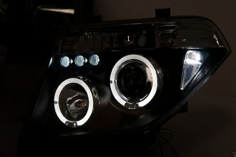 Black LED Angel-Eyes Head Light Fit For Nissan Navara D40 Pathfinder R51 2004-2011 HL-NS023LS - Machter