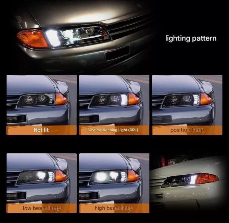 COPLUS 78 Works Dual LED Projector Headlights Fit For Nissan Skyline R32 GTR GTST RB26 1989-1994 HL-NS027LS - Machter