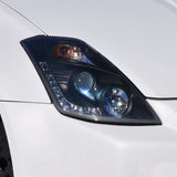 DRL LED Black Projector Headlights Fit For Nissan 350Z Z33 Fairlady Halogen Type 2003-2005 HL-NS033LS - Machter