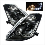 DRL LED Black Projector Headlights Fit For Nissan 350Z Z33 Fairlady Halogen Type 2003-2005 HL-NS033LS - Machter