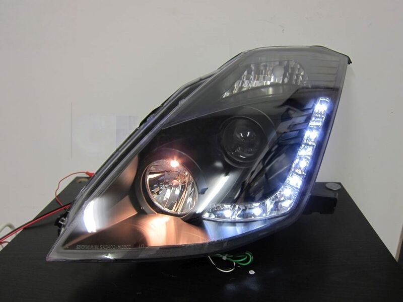 DRL LED Black Projector Headlights Fit For Nissan 350Z Z33 Fairlady Halogen Type 2003-2005 HL-NS033LS - Machter