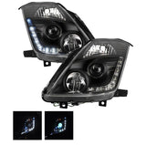 DRL LED Black Projector Headlights Fit For Nissan 350Z Z33 Fairlady Halogen Type 2003-2005 HL-NS033LS - Machter