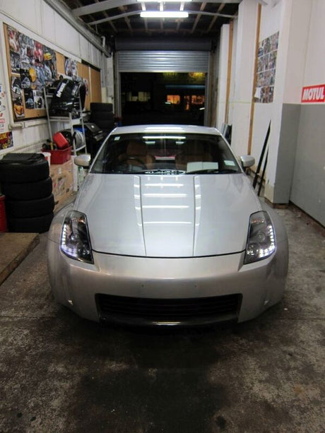 DRL LED Black Projector Headlights Fit For Nissan 350Z Z33 Fairlady Halogen Type 2003-2005 HL-NS033LS - Machter