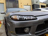 Black LED 3D DRL Projector Headlights & LED Indicators Fit For Nissan S15 200sx Silvia 1999-2002 HL-NS034LS - Machter