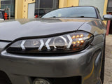 Black LED 3D DRL Projector Headlights & LED Indicators Fit For Nissan S15 200sx Silvia 1999-2002 HL-NS034LS - Machter