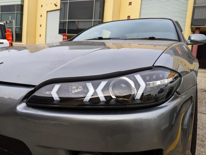 Black LED 3D DRL Projector Headlights & LED Indicators Fit For Nissan S15 200sx Silvia 1999-2002 HL-NS034LS - Machter