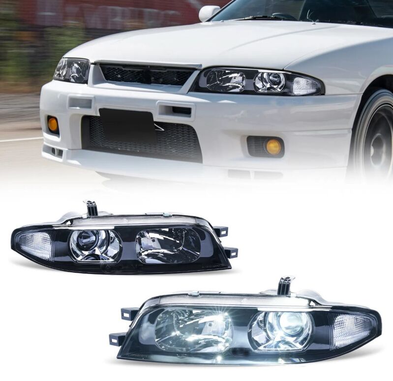 JDM Black OE Projector Headlights Fit For Nissan Skyline R33 GTR GTS25 GTS Series 1&3 HL-NS035LS - Machter