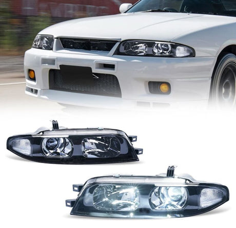 JDM Black OE Projector Headlights Fit For Nissan Skyline R33 GTR GTS25 GTS Series 1&3 HL-NS035LS - Machter