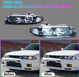 JDM Black OE Projector Headlights Fit For Nissan Skyline R33 GTR GTS25 GTS Series 1&3 HL-NS035LS - Machter
