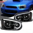 Black 3D LED Angle Eyes Projector Headlights Fit For Subaru Impreza WRX STI GD 2003-2005 HL-SB001LS - Machter