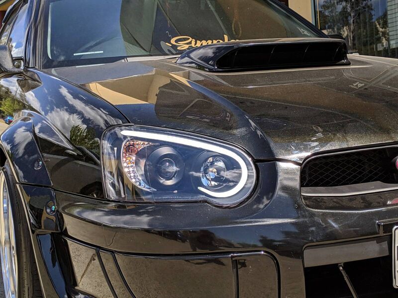 Black 3D LED Angle Eyes Projector Headlights Fit For Subaru Impreza WRX STI GD 2003-2005 HL-SB001LS - Machter