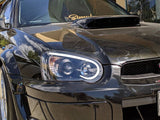 Black 3D LED Angle Eyes Projector Headlights Fit For Subaru Impreza WRX STI GD 2003-2005 HL-SB001LS - Machter