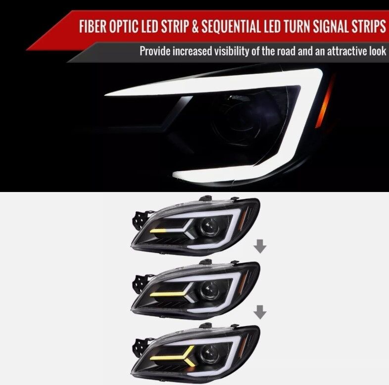 LED 3D Dynamic Blinker Projector Headlights Fit For Subaru Impreza WRX GD - Halogen Type 2005-2007 HL-SB003LS - Machter