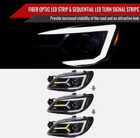 LED 3D Dynamic Blinker Projector Headlights Fit For Subaru Impreza WRX GD - Halogen Type 2005-2007 HL-SB003LS - Machter
