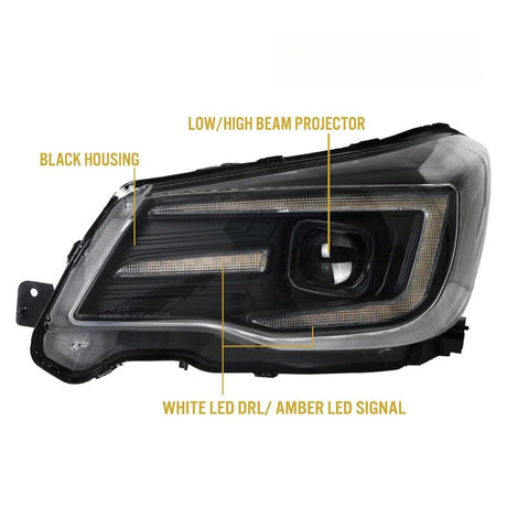 LED DRL Projector Sequential Headlights Fit For Subaru Forester S4 Factory Xenon Type 2013-2018 HL-SB009LS - Machter