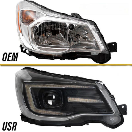LED DRL Projector Sequential Headlights Fit For Subaru Forester S4 Factory Xenon Type 2013-2018 HL-SB009LS - Machter