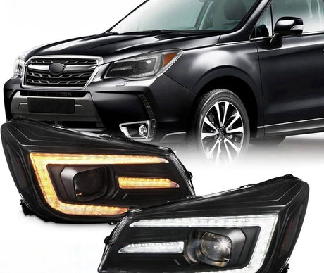 LED DRL Projector Sequential Headlights Fit For Subaru Forester S4 Factory Xenon Type 2013-2018 HL-SB009LS - Machter