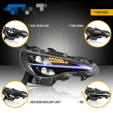 3D Full LED Headlights W/Animation Fit For Subaru BRZ Toyota 86 2012-2020 - Machter