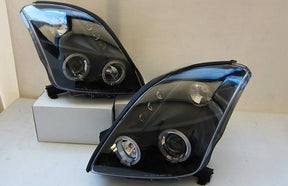 Black LED Angel Eyes Projector Headlights Fit For Suzuki Swift Sport 2004-2010 HL-SU021LS - Machter