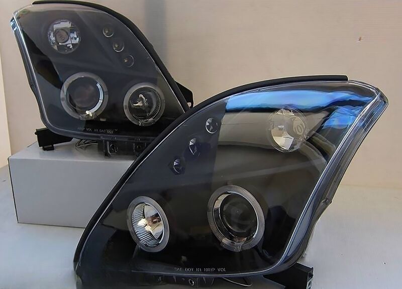 Black LED Angel Eyes Projector Headlights Fit For Suzuki Swift Sport 2004-2010 HL-SU021LS - Machter