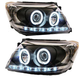 Smoke LED Headlights DRL HALO Projector Angel Eyes Fit For Toyota Hilux 2005-2011 Pair HL-TA014 - Machter