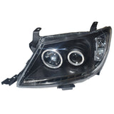 Smoke LED Headlights DRL HALO Projector Angel Eyes Fit For Toyota Hilux 2005-2011 Pair HL-TA014 - Machter