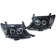 Smoke LED Headlights DRL HALO Projector Angel Eyes Fit For Toyota Hilux 2005-2011 Pair HL-TA014 - Machter
