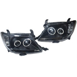 Smoke LED Headlights DRL HALO Projector Angel Eyes Fit For Toyota Hilux 2005-2011 Pair HL-TA014 - Machter