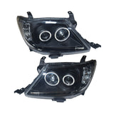 Smoke LED Headlights DRL HALO Projector Angel Eyes Fit For Toyota Hilux 2005-2011 Pair HL-TA014 - Machter