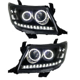 Smoke LED Headlights DRL HALO Projector Angel Eyes Fit For Toyota Hilux 2005-2011 Pair HL-TA014 - Machter