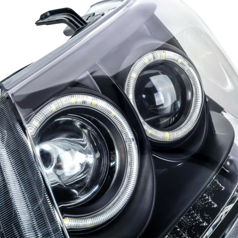 Pair Smoke LED Headlights DRL HALO Projector Angel Eyes Fit For Toyota Hilux VIGO 2011-2015 HL-TA015 - Machter