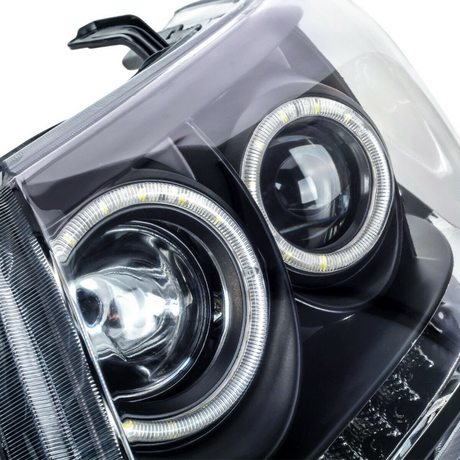 Pair Smoke LED Headlights DRL HALO Projector Angel Eyes Fit For Toyota Hilux VIGO 2011-2015 - Machter