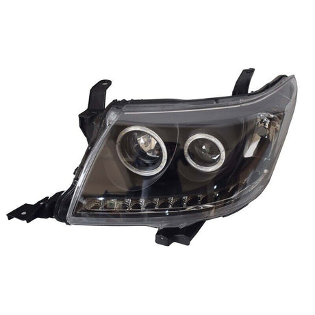 Pair Smoke LED Headlights DRL HALO Projector Angel Eyes Fit For Toyota Hilux VIGO 2011-2015 - Machter