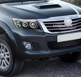 Pair Smoke LED Headlights DRL HALO Projector Angel Eyes Fit For Toyota Hilux VIGO 2011-2015 HL-TA015 - Machter