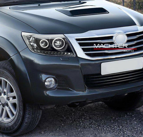 Pair Smoke LED Headlights DRL HALO Projector Angel Eyes Fit For Toyota Hilux VIGO 2011-2015 - Machter