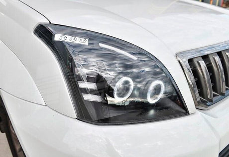 Smoke Angel Eye LED Headlights Fit For Toyota Prado 120 Series 02-09 Pair - Machter